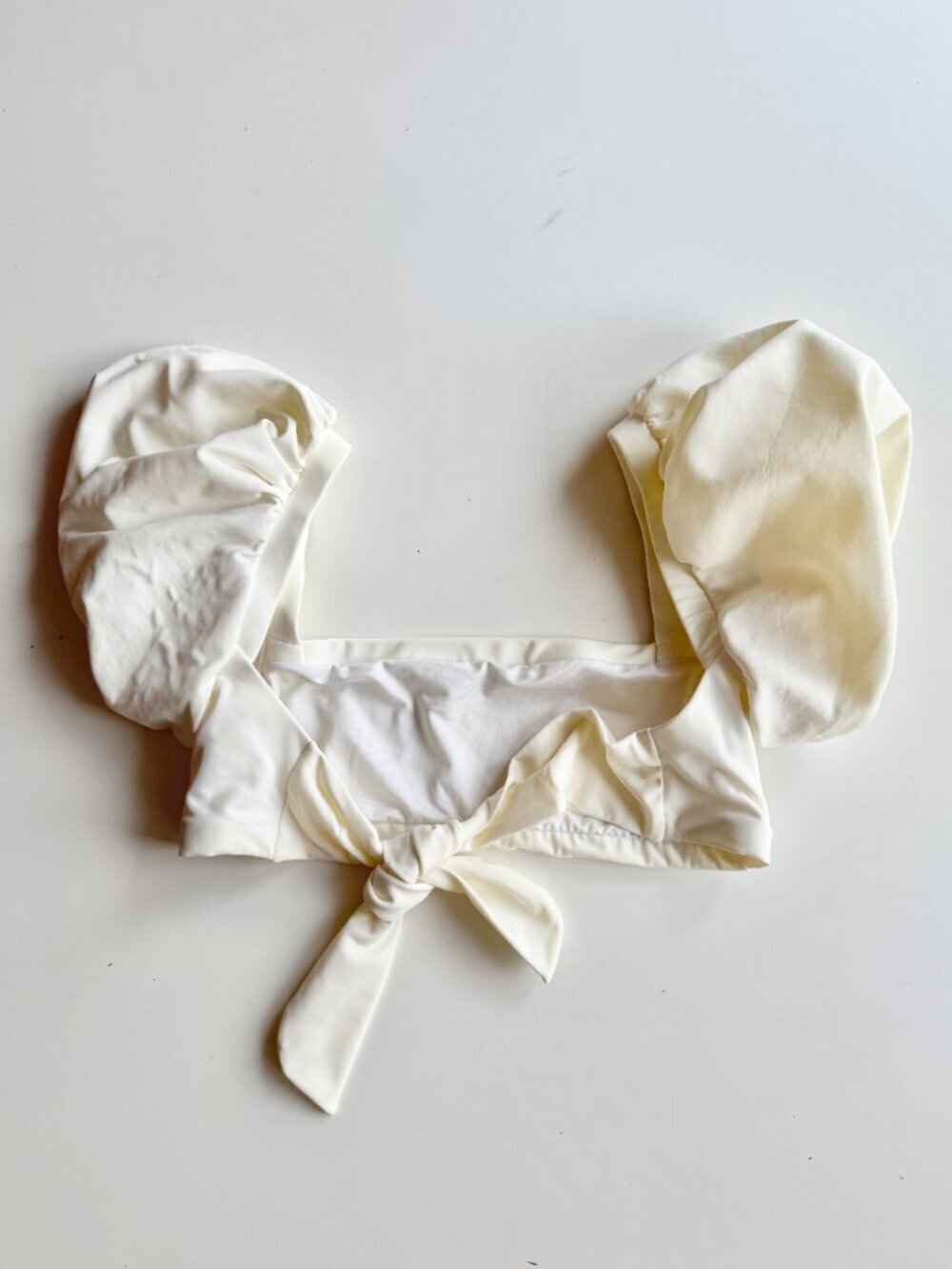 AGUA BENDITA Callista Ivory Puff Sleeve Square Neck Bikini Top, Size S - Picture 6 of 9